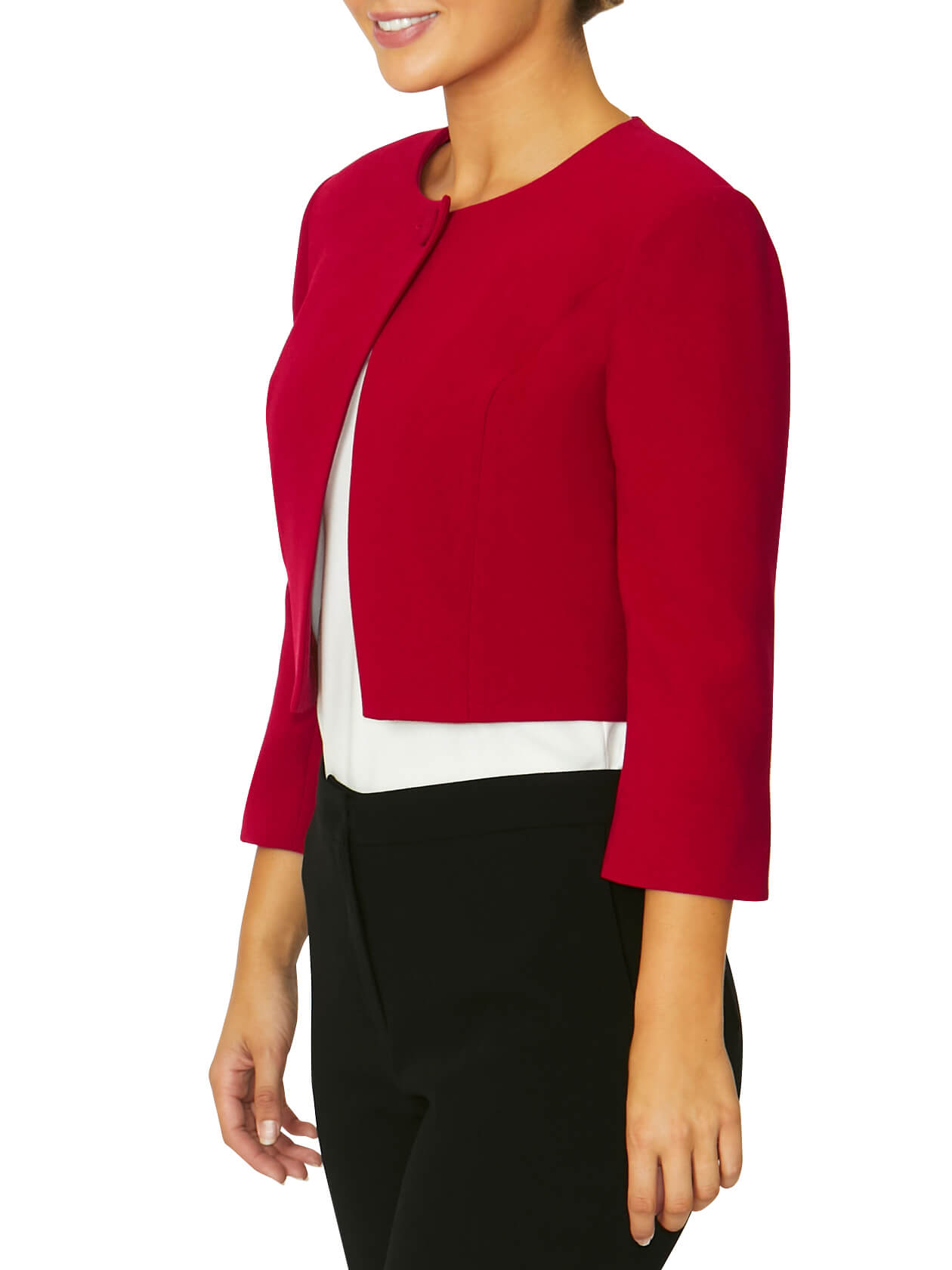 Jackie Red Crepe Single Button Jacket | Anthea Crawford