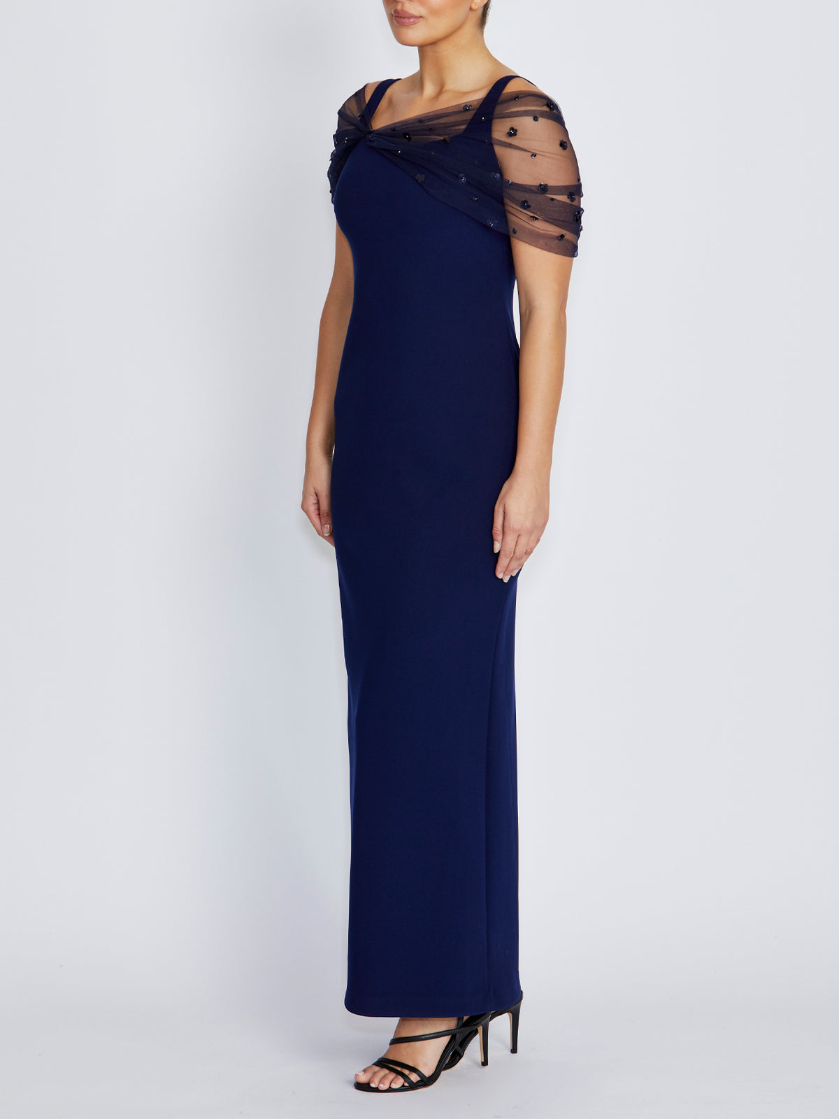 Isla Navy Stretch Crepe Gown