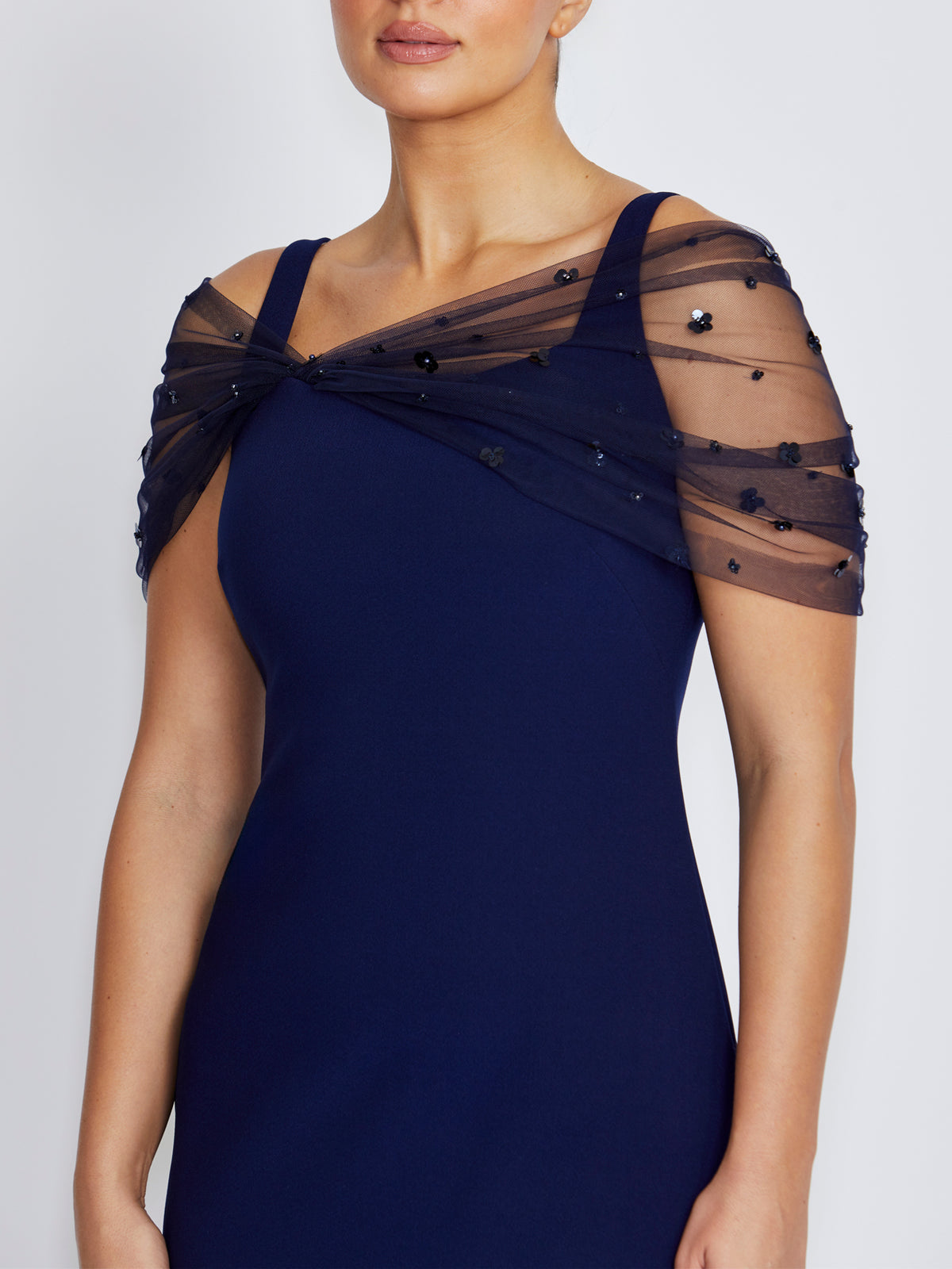 Isla Navy Stretch Crepe Gown