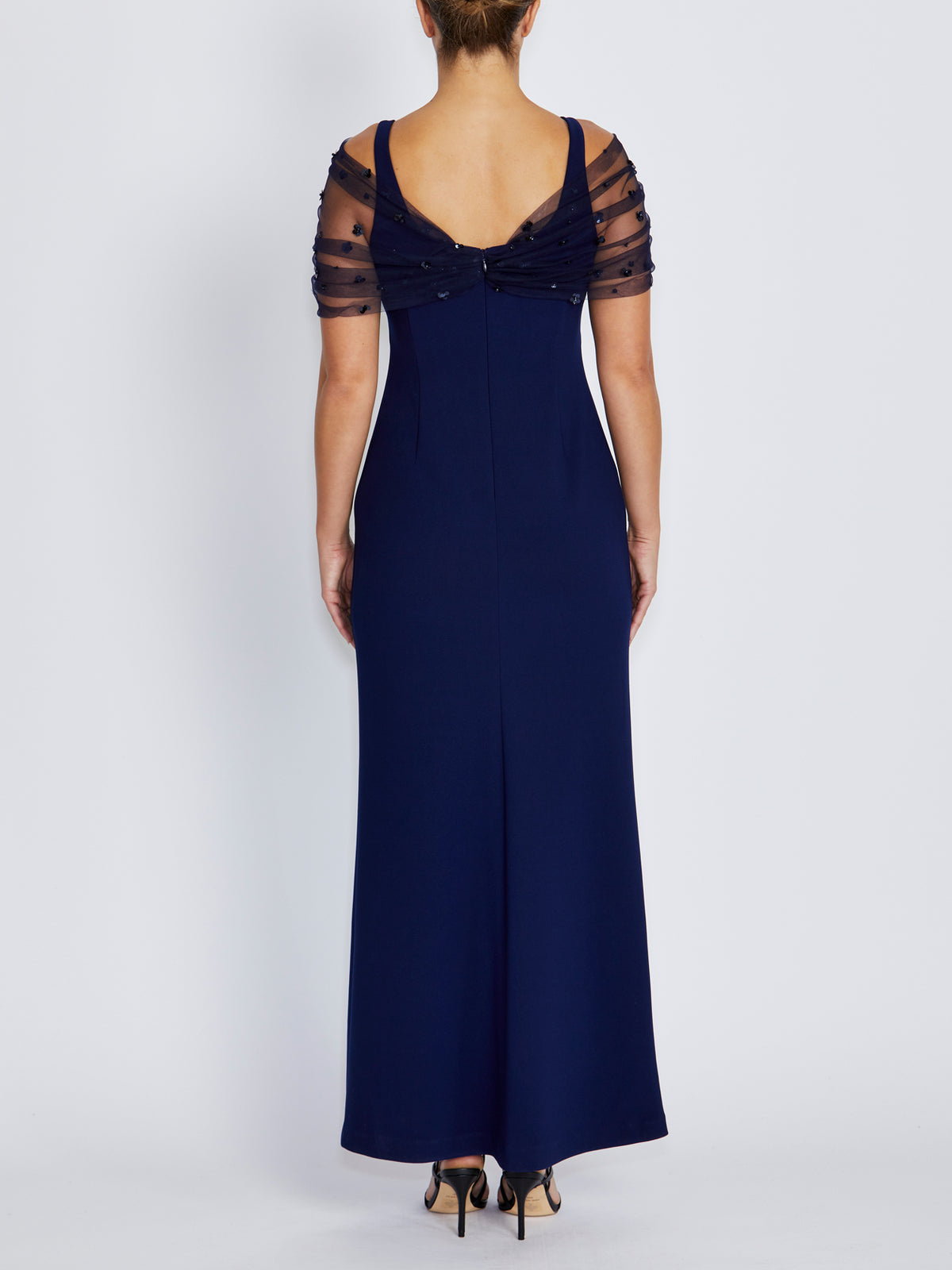 Isla Navy Stretch Crepe Gown