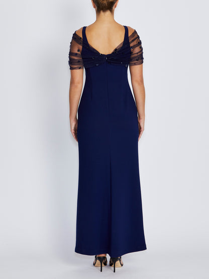 Isla Navy Stretch Crepe Gown
