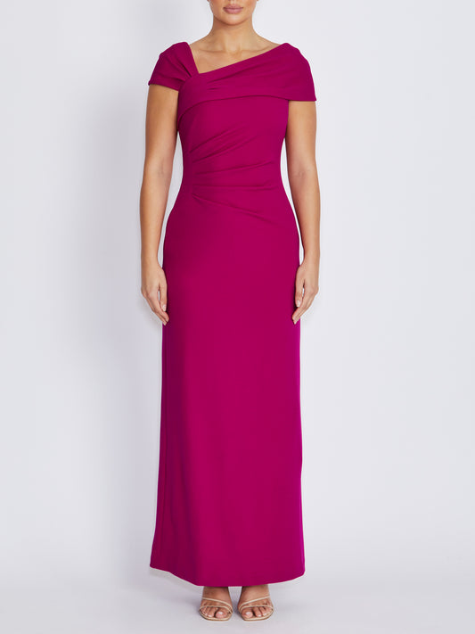 Solsi Magenta Stretch Crepe Gown