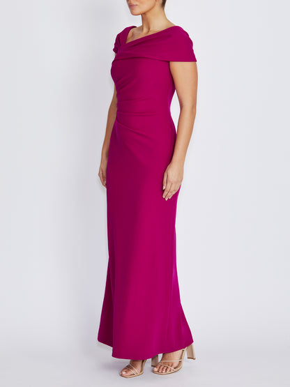 Solsi Magenta Stretch Crepe Gown