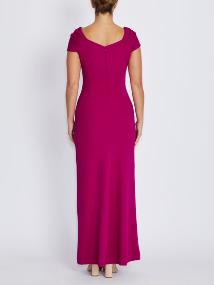 Solsi Magenta Stretch Crepe Gown