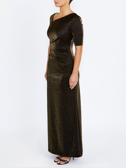 Women's Crepe Floor Length Gown in Gold | Odette