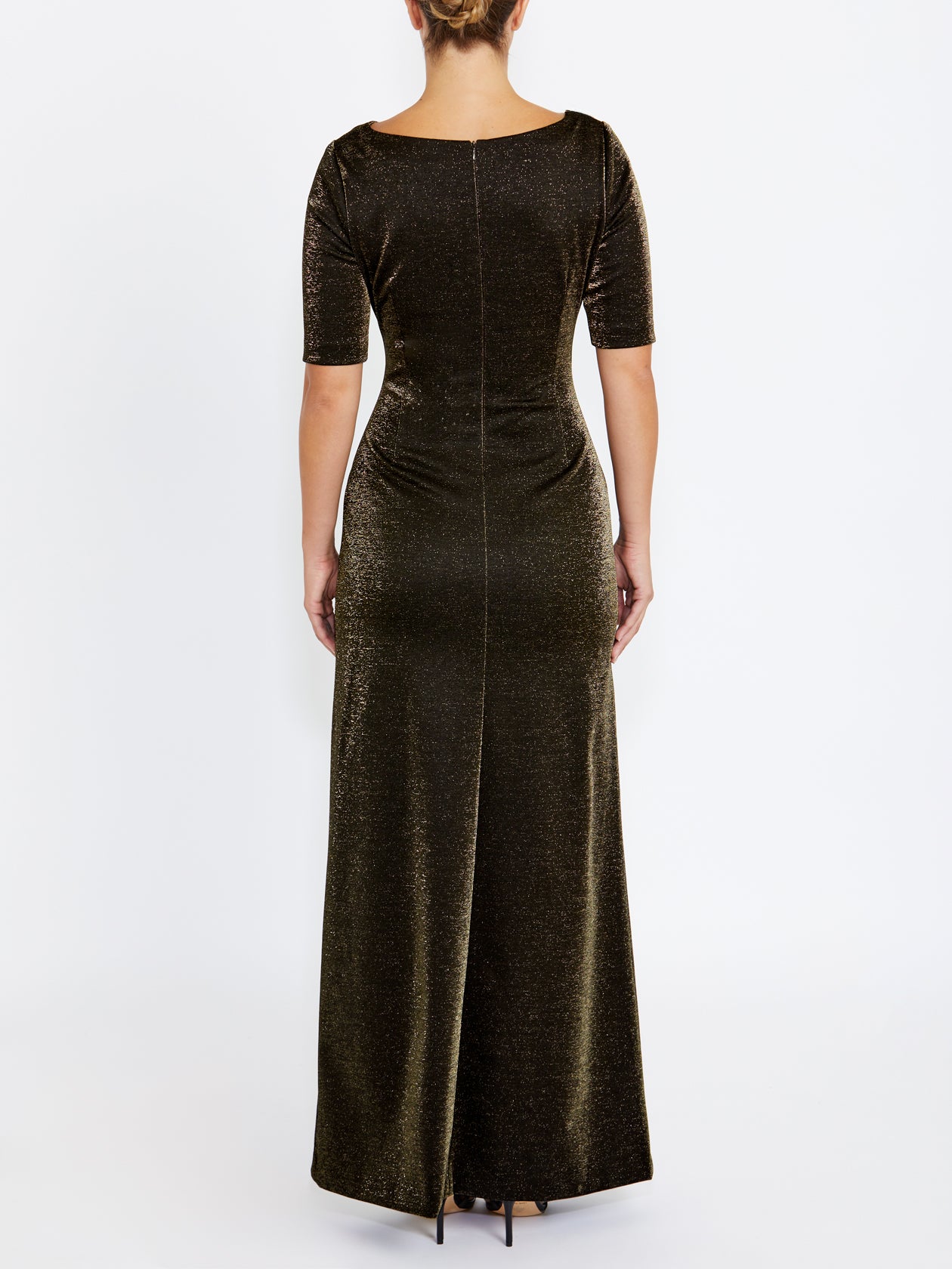Women's Crepe Floor Length Gown in Gold | Odette