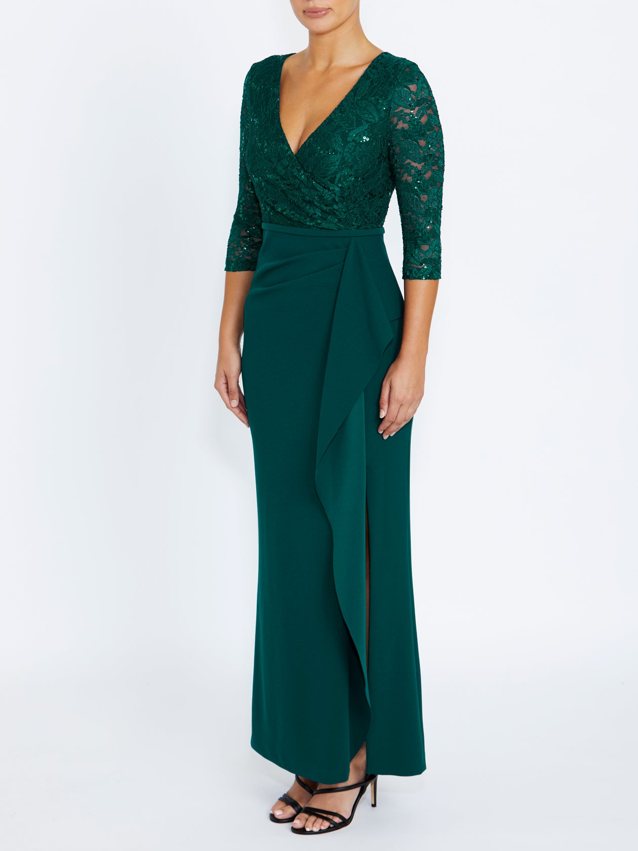 Women's Crepe Floor Length Gown in Green | Lyndal
