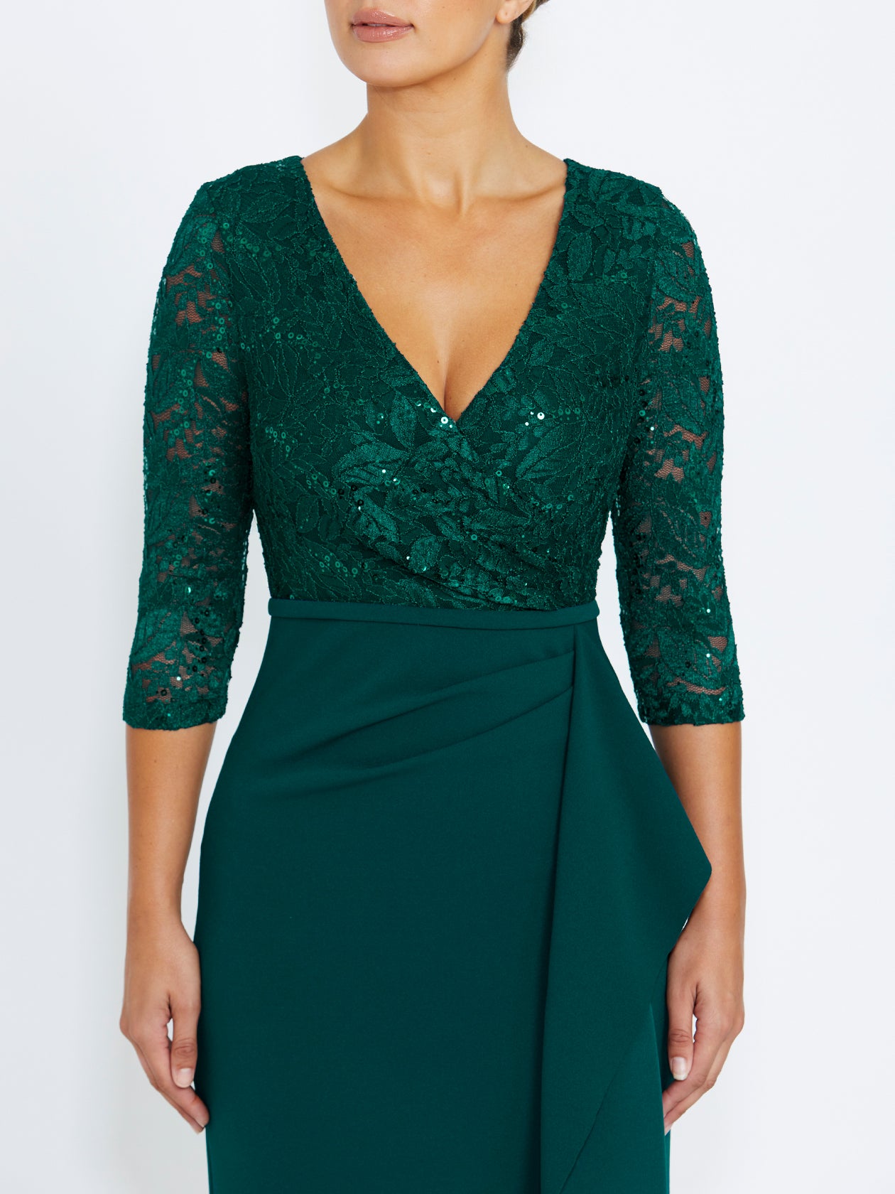 Women's Crepe Floor Length Gown in Green | Lyndal