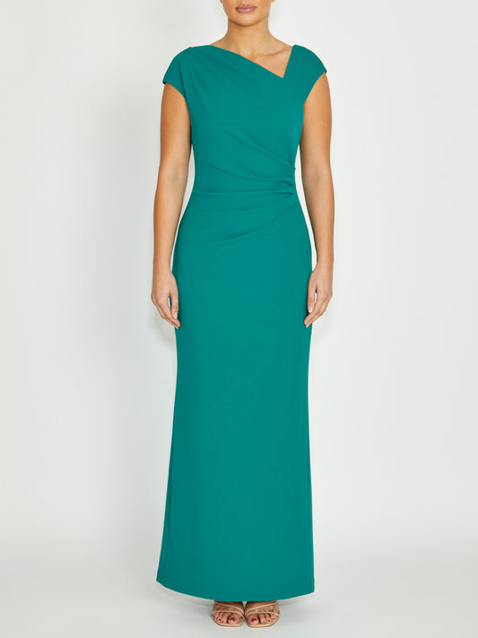 Women's Crepe Floor Length Gown in Green | Chloe