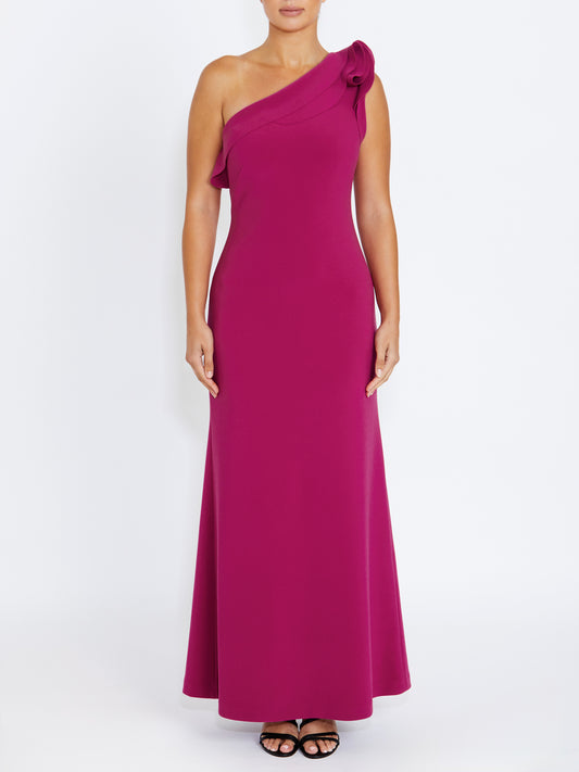 Women's Crepe Floor Length Gown in Pink | Tarquin