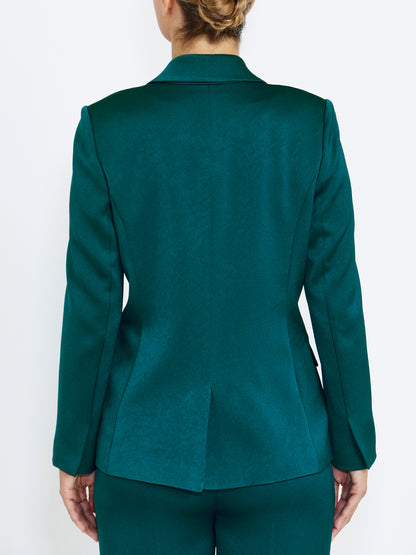 Women's Crepe Single Button Jacket in Green | Matina