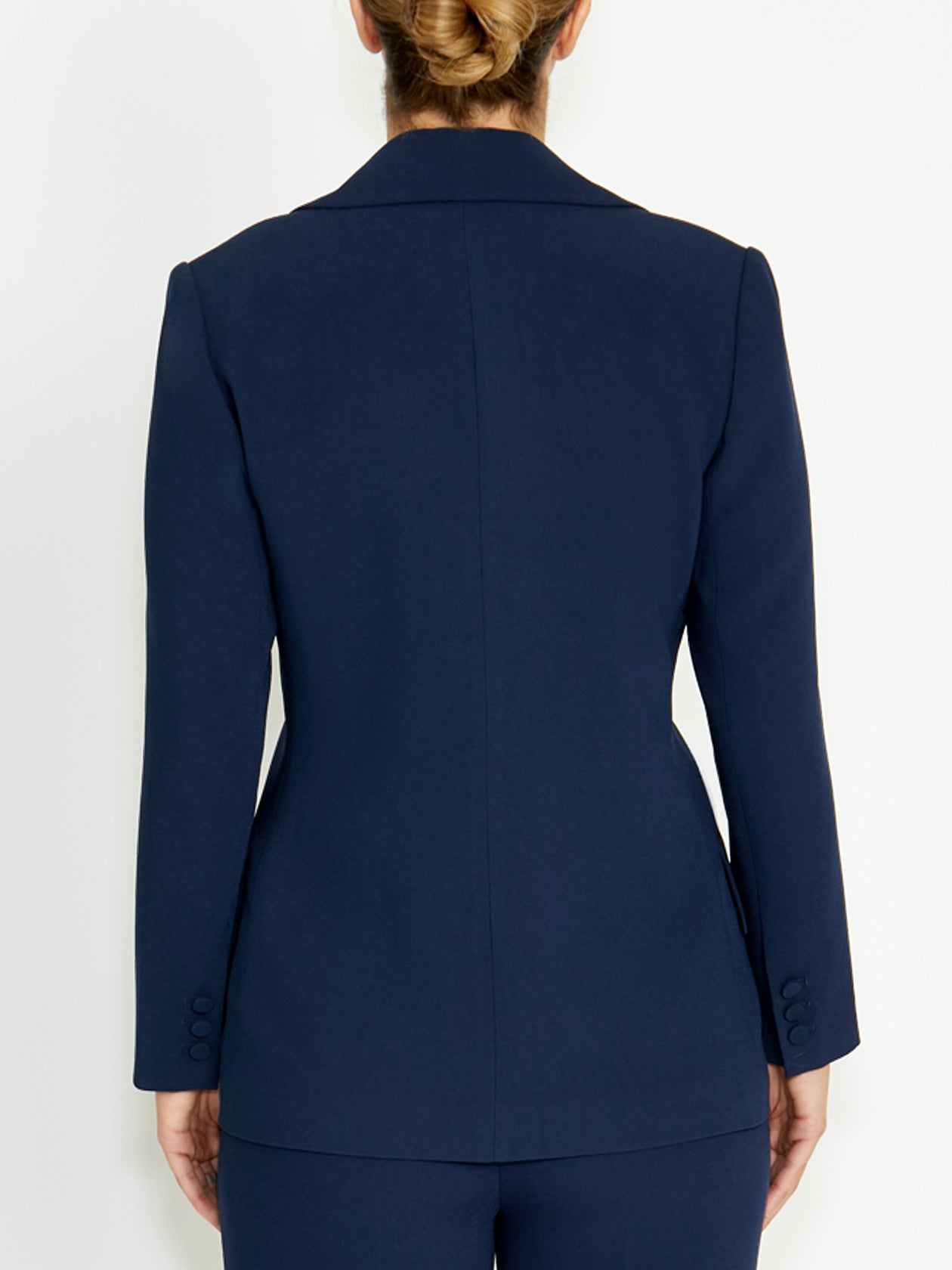Women's Crepe Single Button Jacket in Navy | Lola