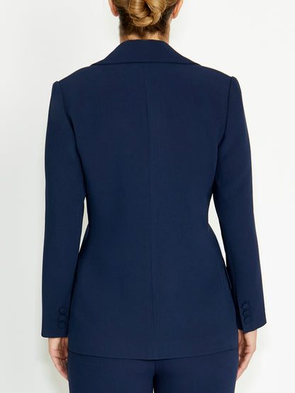 Women's Crepe Single Button Jacket in Navy | Lola