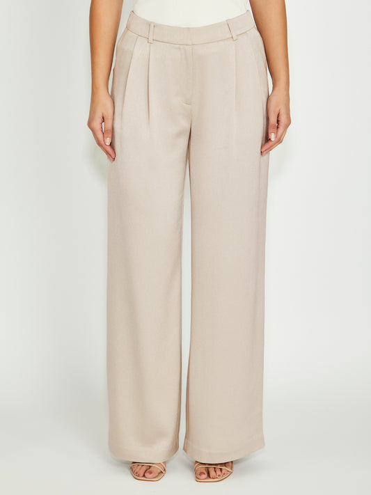 Women's Crepe Straight Leg Pant in Beige | Gabriella