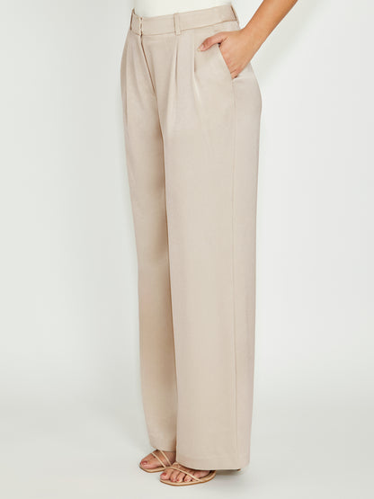 Women's Crepe Straight Leg Pant in Beige | Gabriella