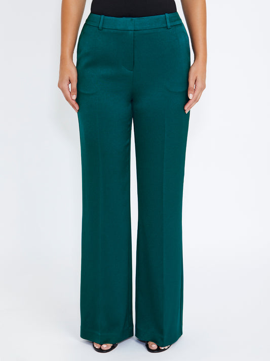 Women's Crepe Straight Leg Pant in Green | Quinn