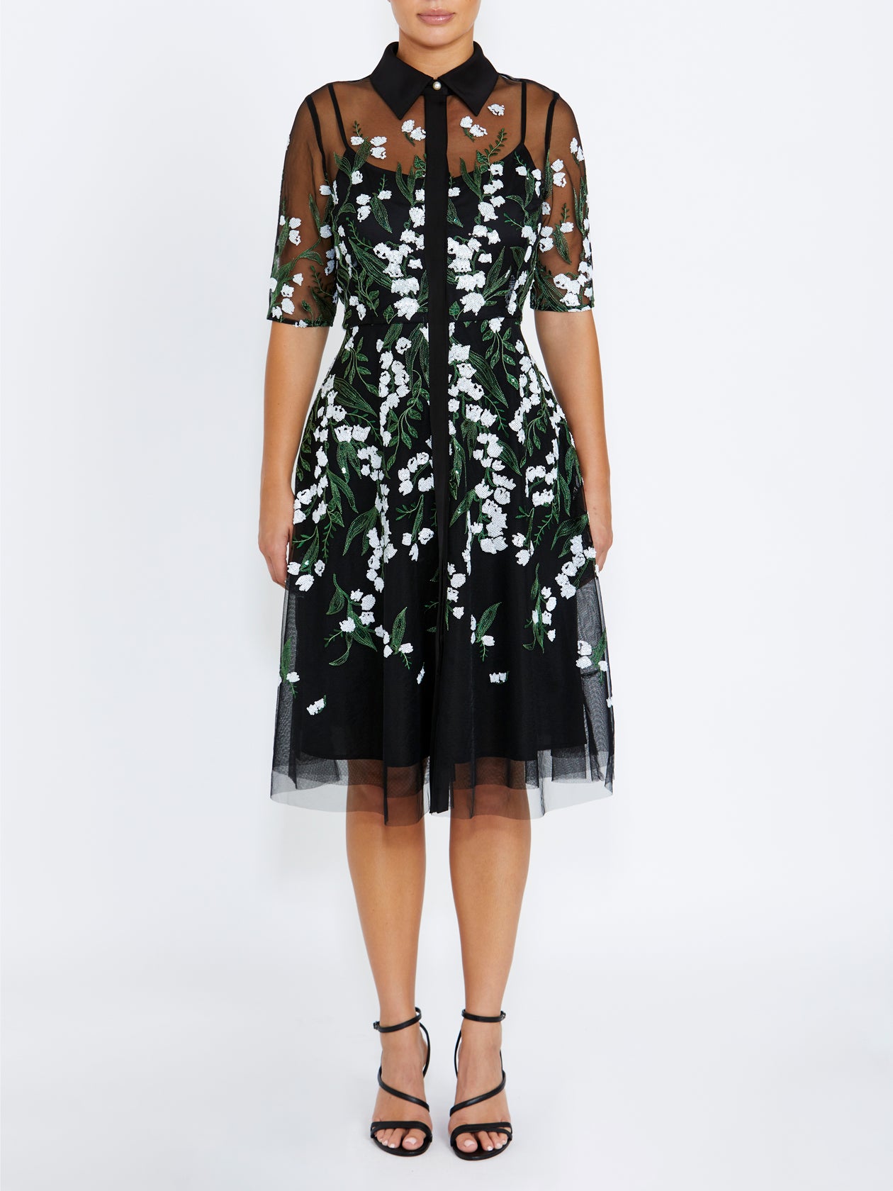 Women's Embroidered Mesh Shirtdress Dress | Kassiani