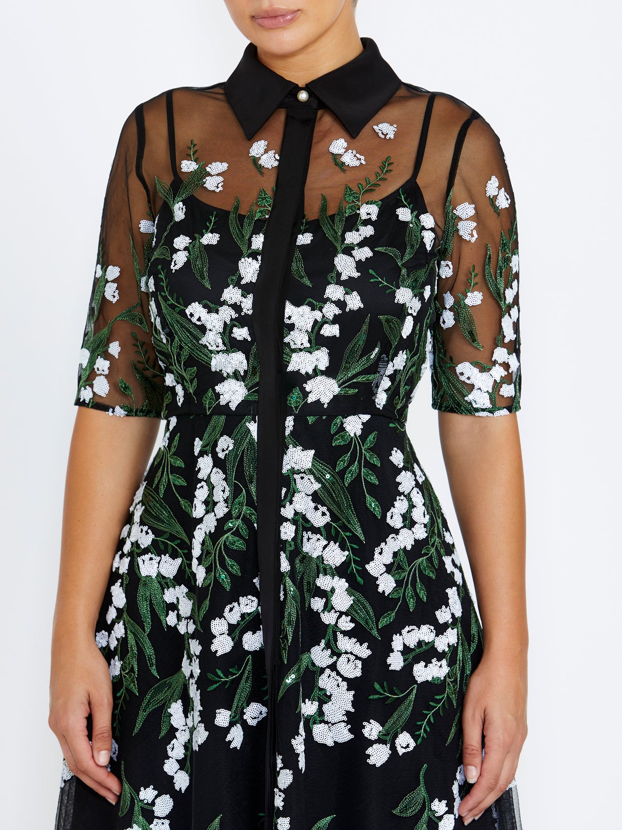 Women's Embroidered Mesh Shirtdress Dress | Kassiani