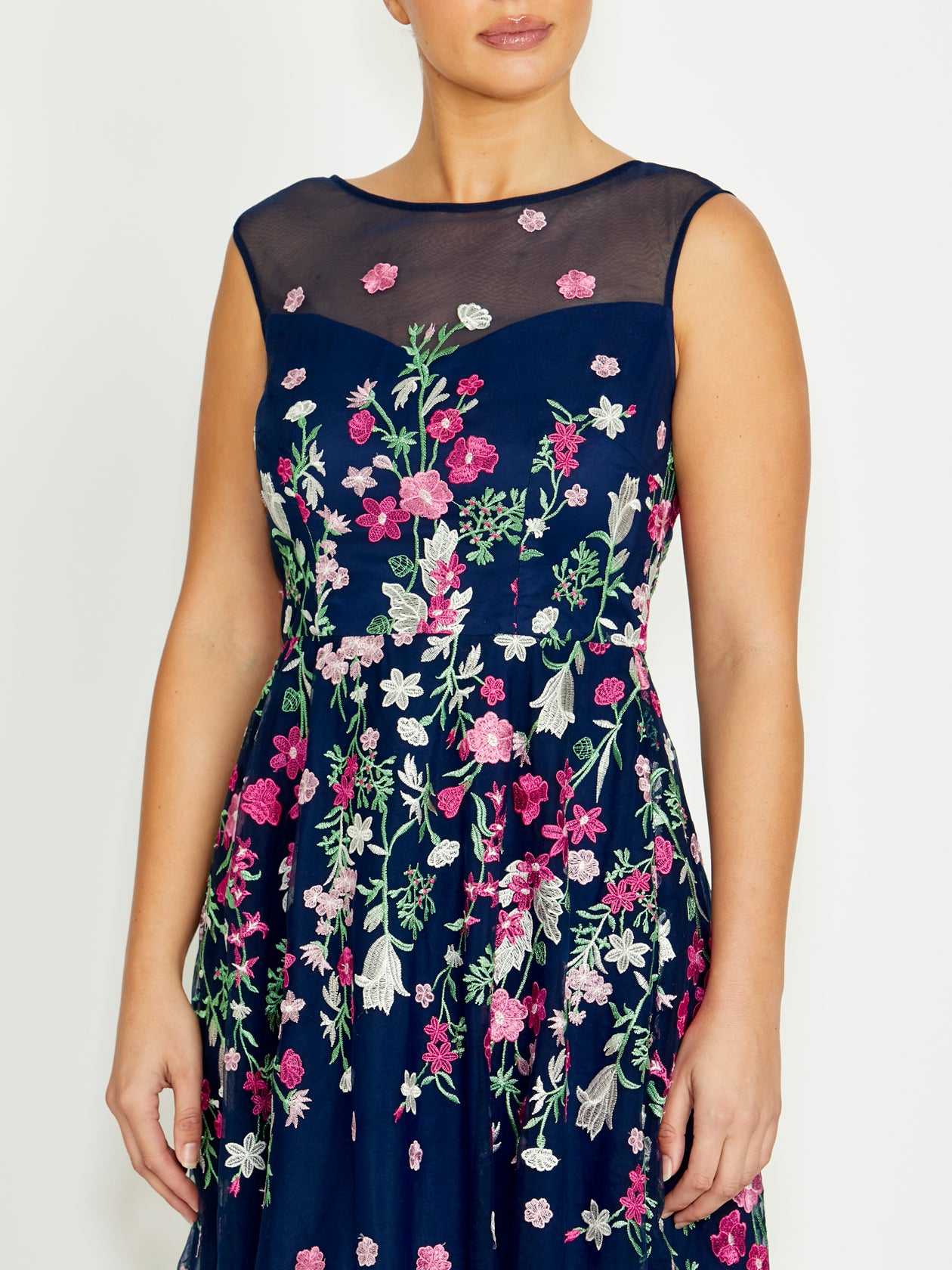 Catalina Navy and Pink Midi Dress