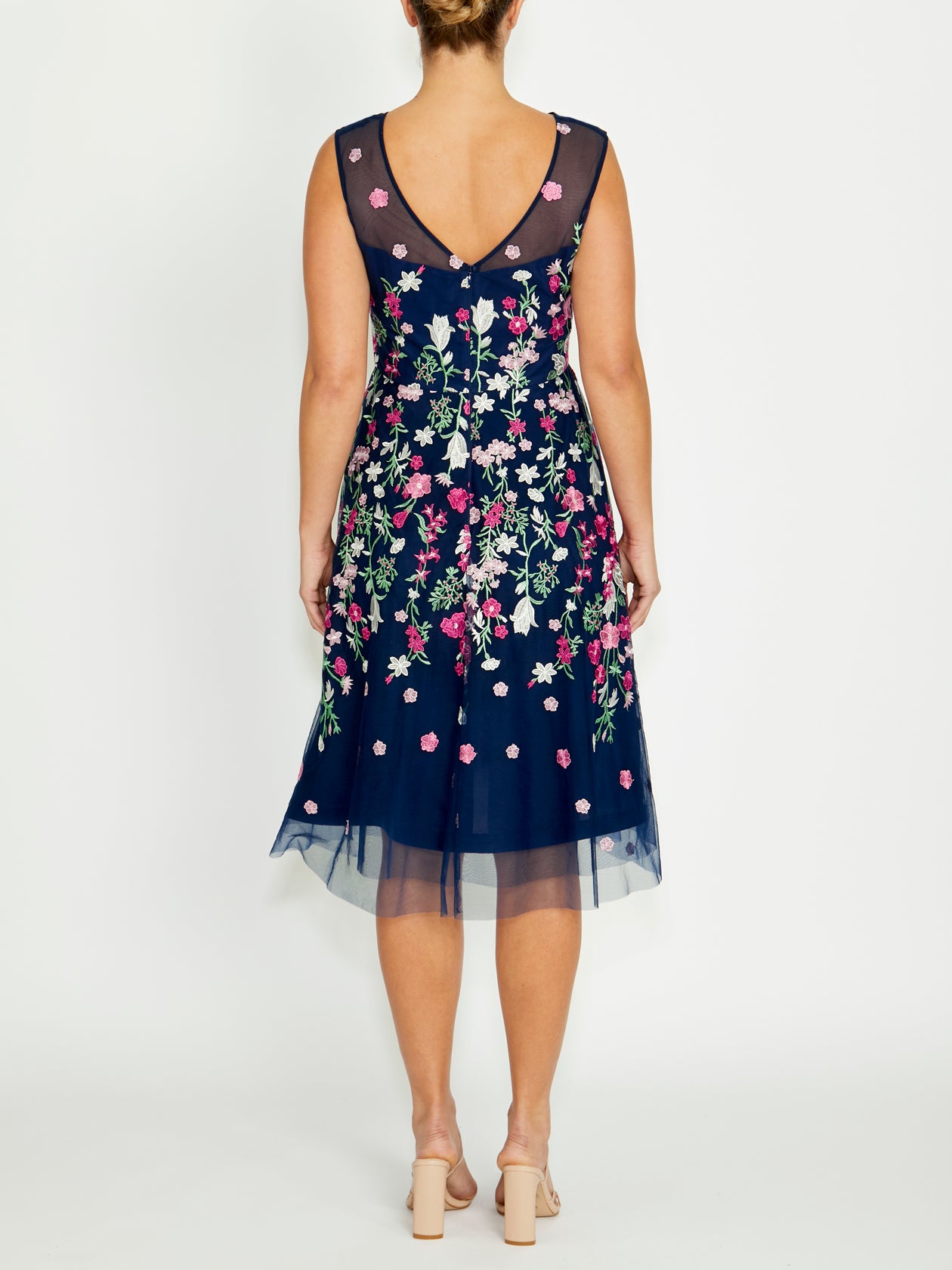 Catalina Navy and Pink Midi Dress