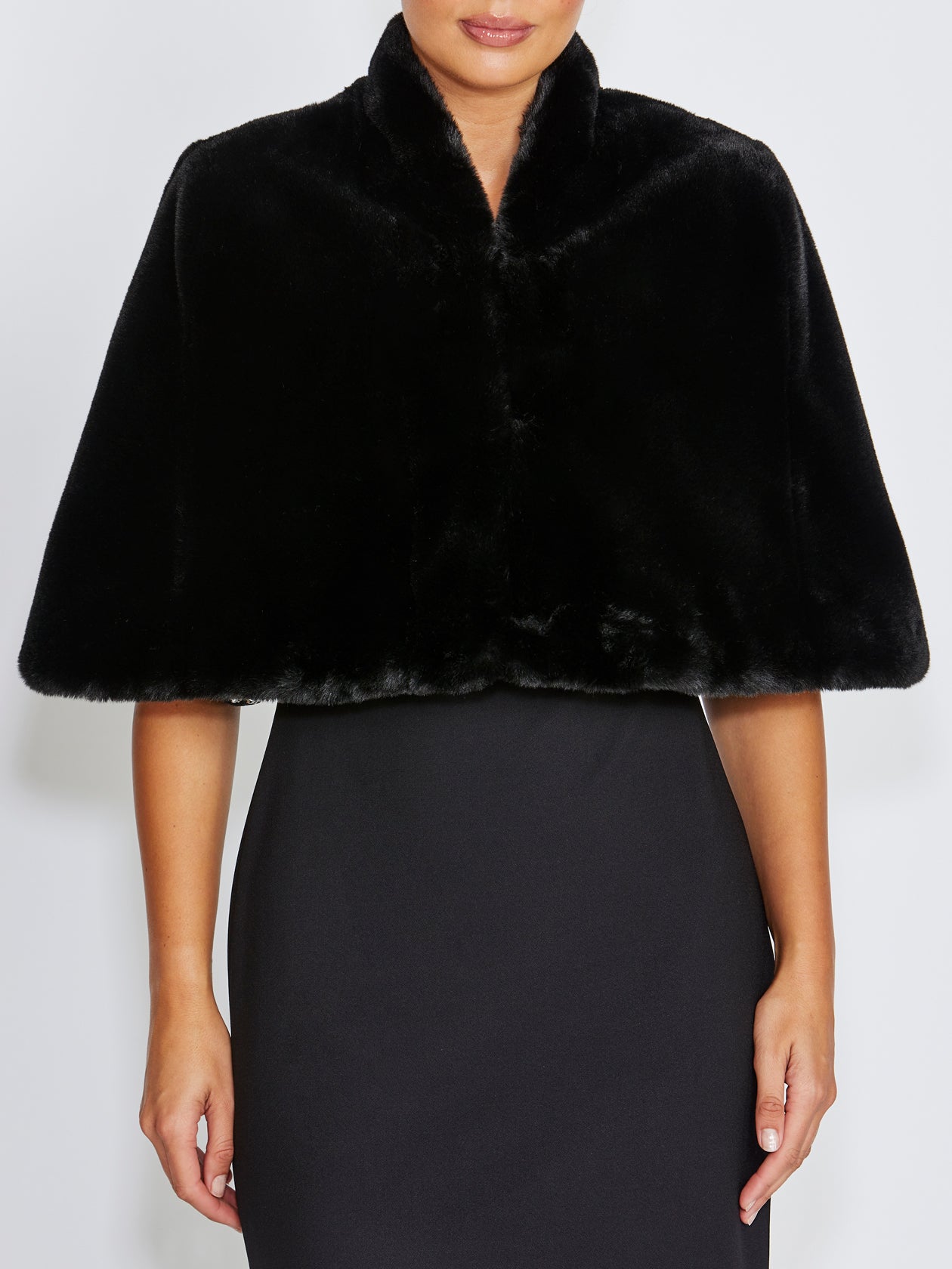 Gia Black Faux Fur Stole