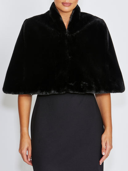 Gia Black Faux Fur Stole