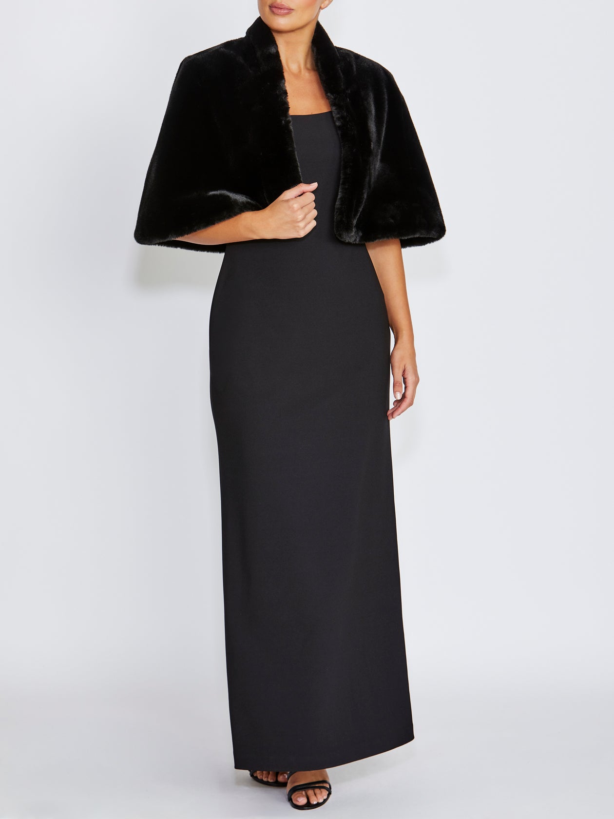 Gia Black Faux Fur Stole