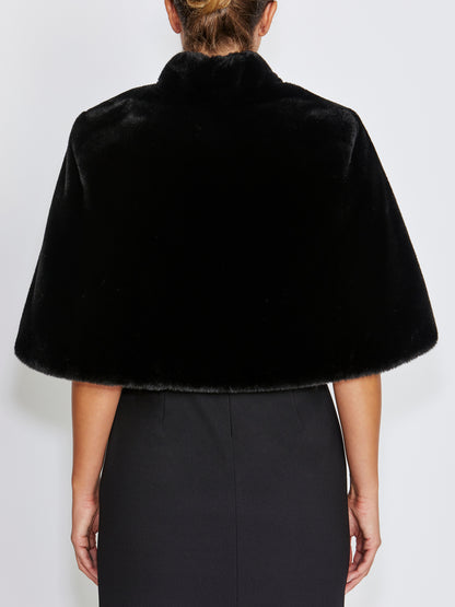 Gia Black Faux Fur Stole
