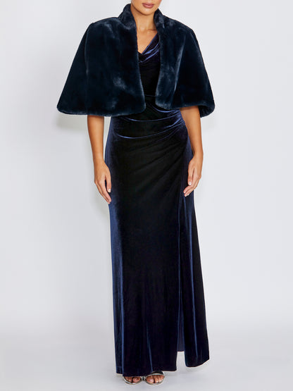 Gia Navy Faux Fur Stole