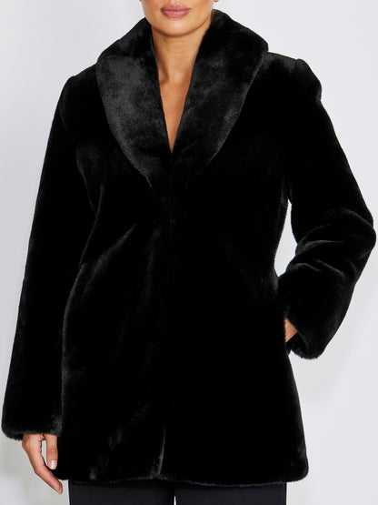 Charlize Black Faux Fur Coat
