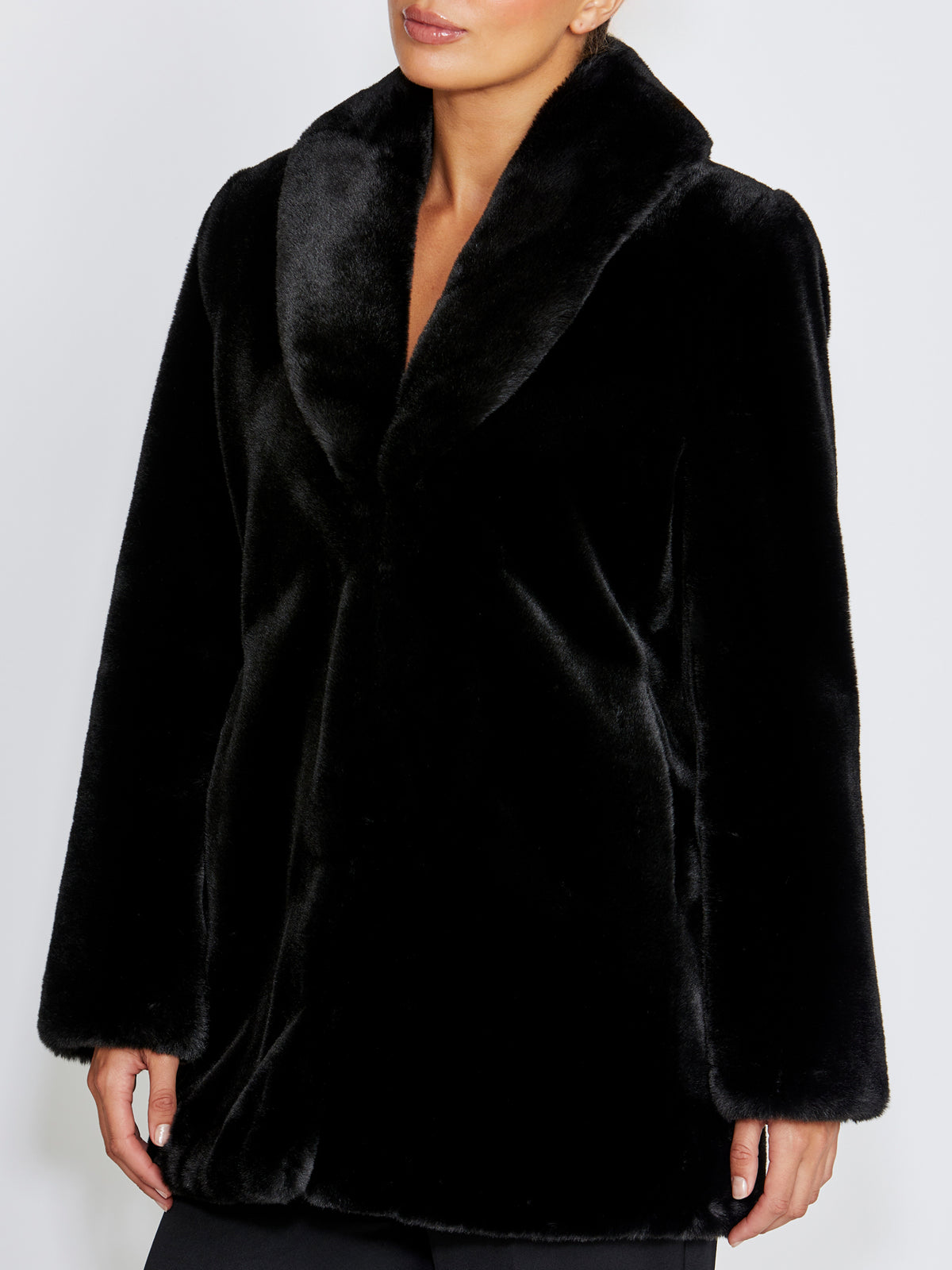 Charlize Black Faux Fur Coat