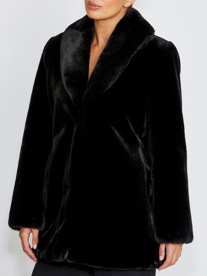 Charlize Black Faux Fur Coat