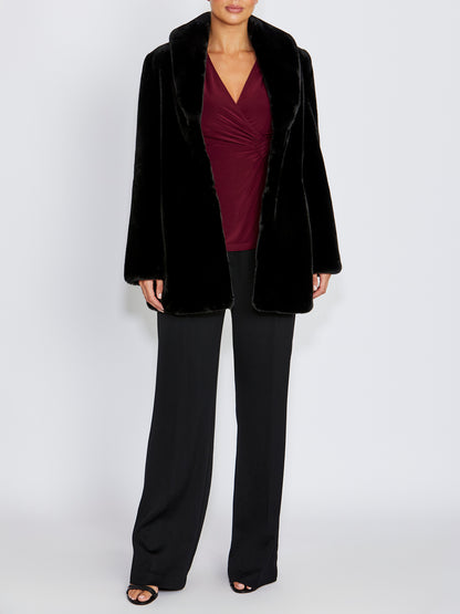 Charlize Black Faux Fur Coat