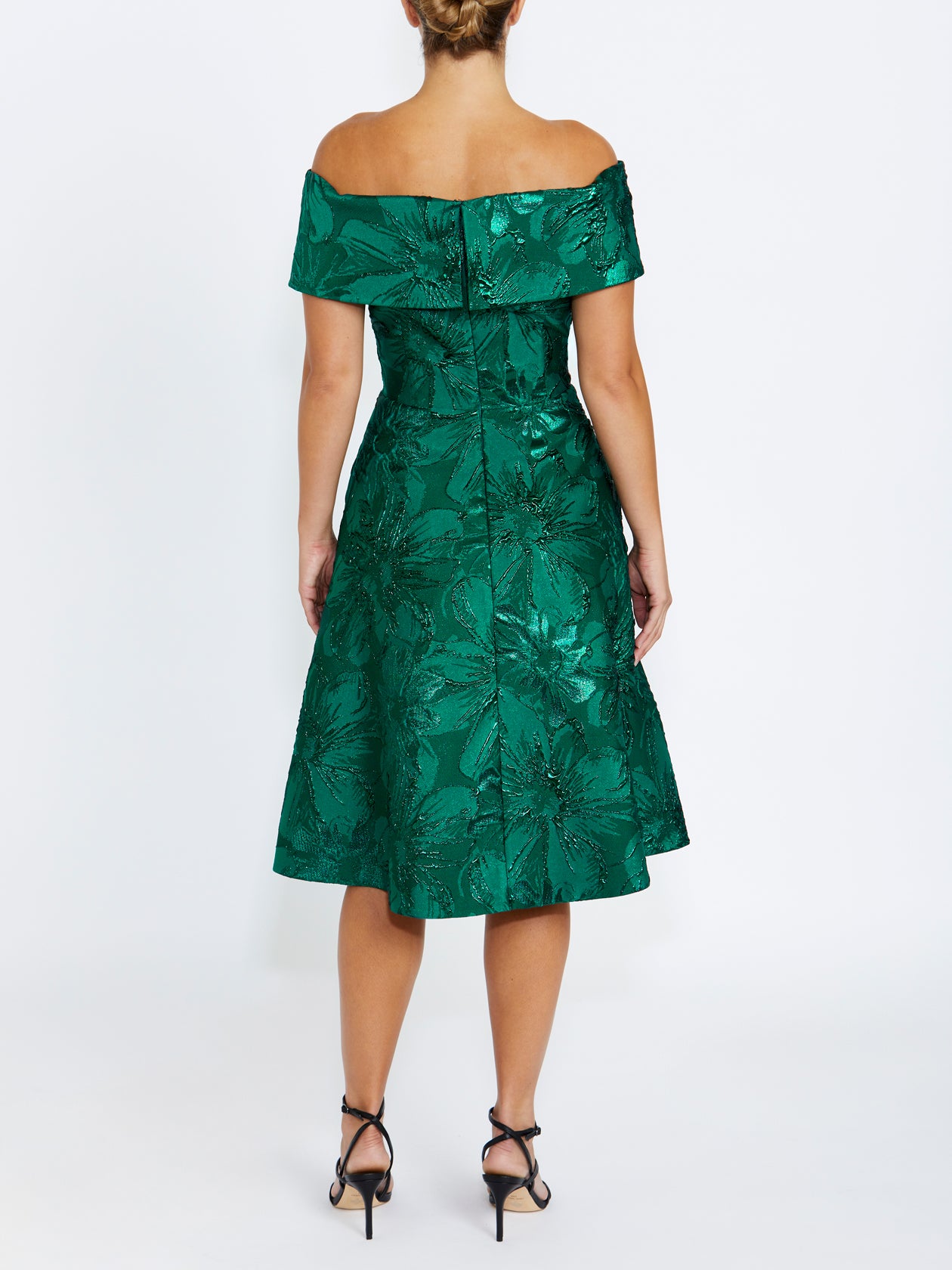 Women's Jacquard Midi Length Dress in Green | Addilyn