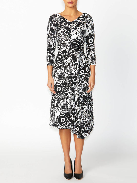 Women's Jersey Asymmetrical Dress in Black | Tiffany