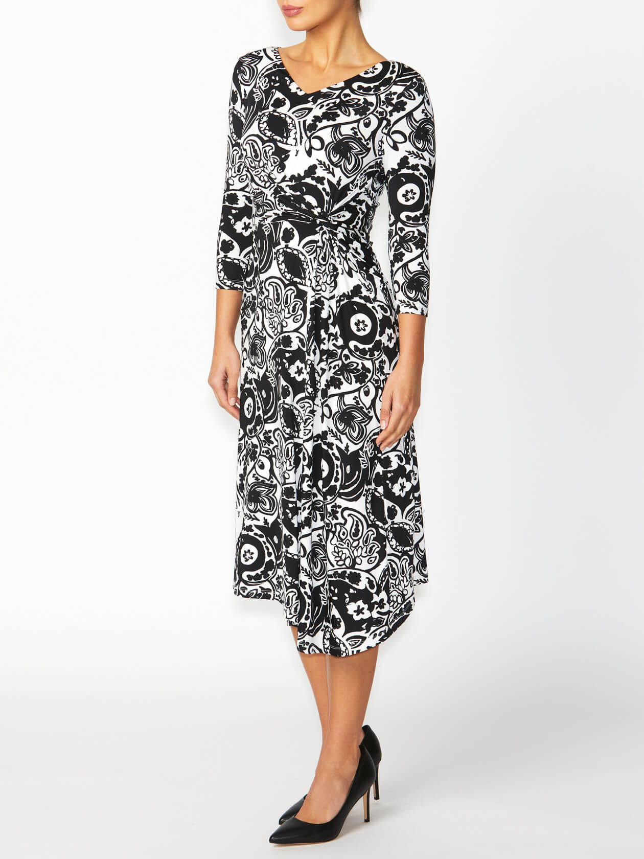 Women's Jersey Asymmetrical Dress in Black | Tiffany
