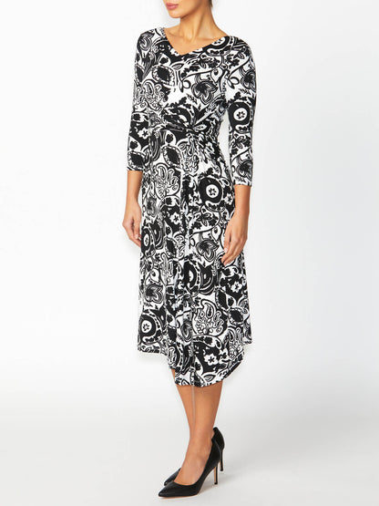 Women's Jersey Asymmetrical Dress in Black | Tiffany