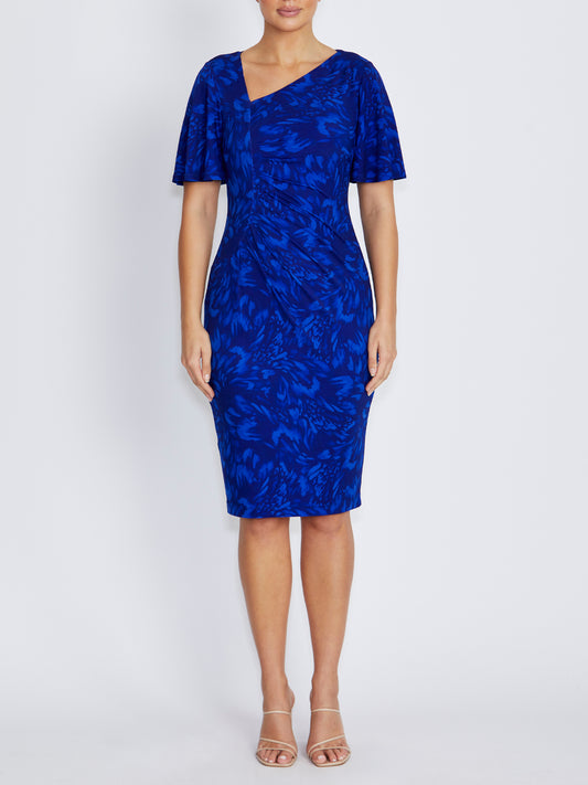 Viviana Indigo Abstract Print Jersey Dress