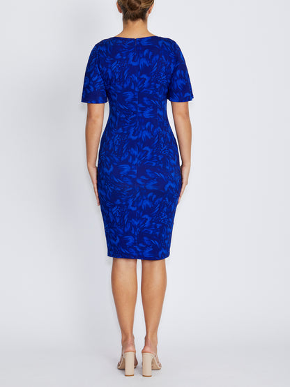 Viviana Indigo Abstract Print Jersey Dress