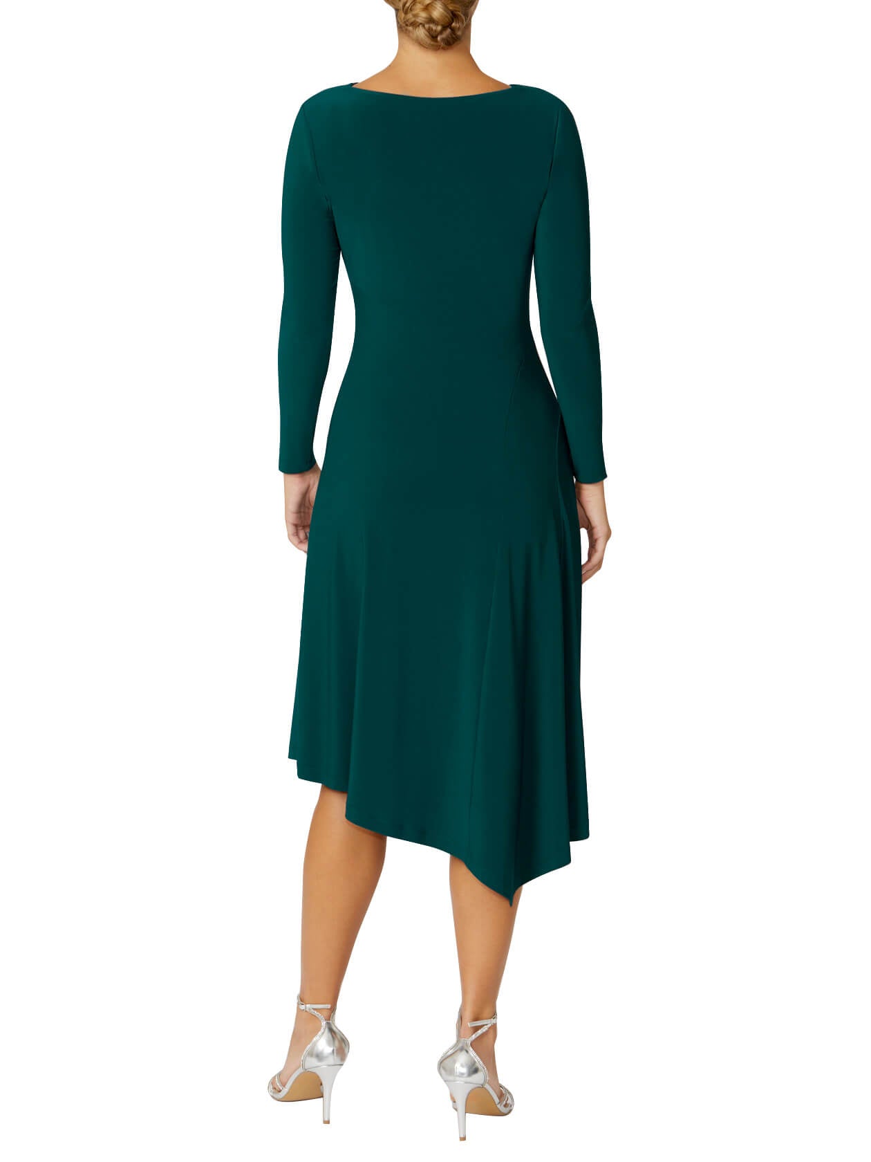 Casey Teal Cowl Neck Jersey Dress