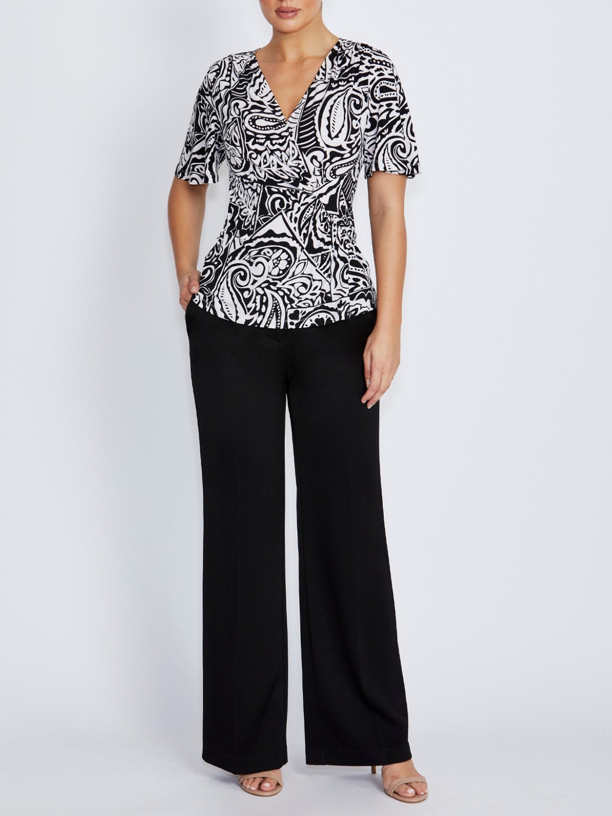 Como Black Ivory Paisley Print Jersey Top