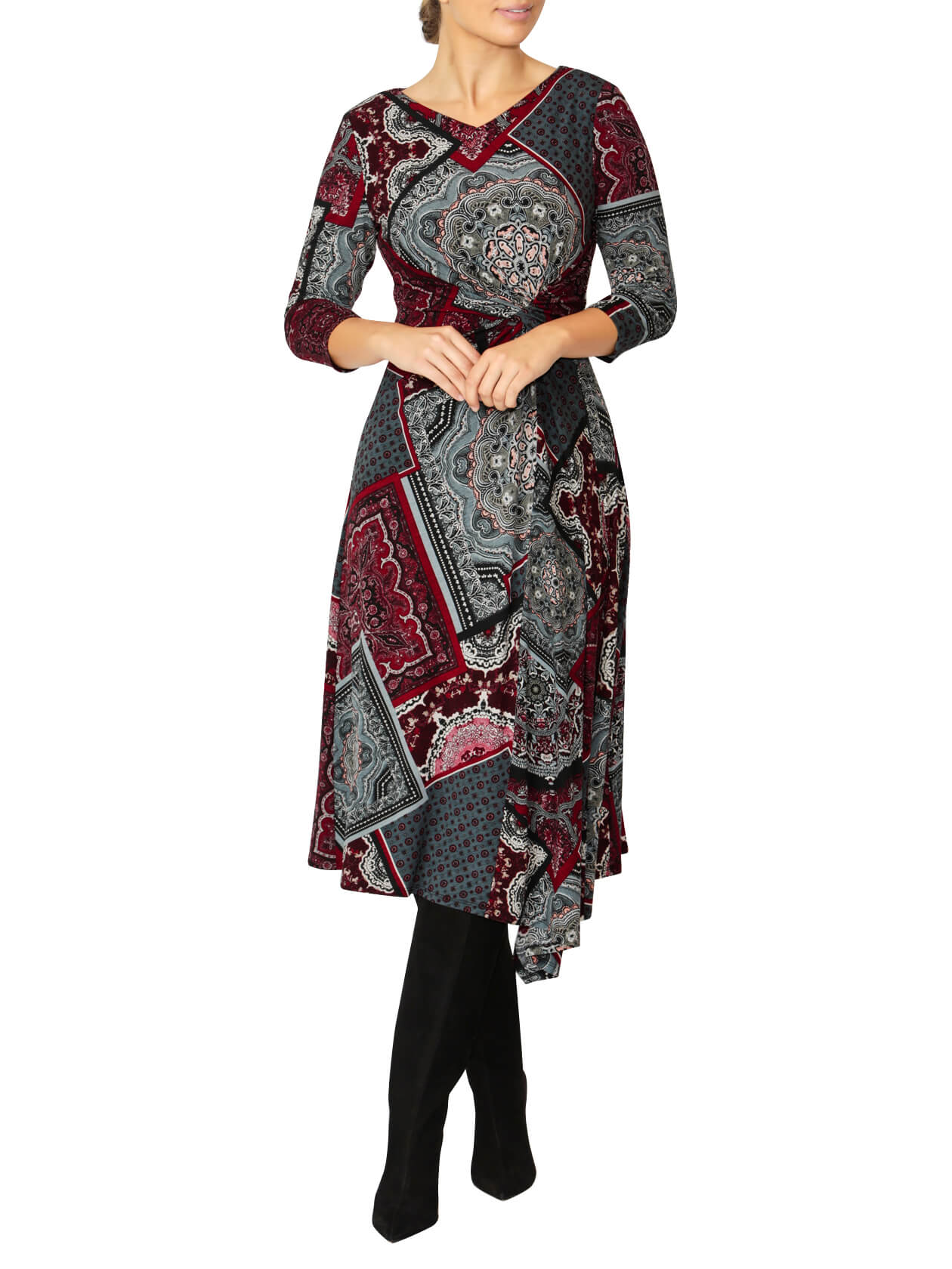 Anderson Red Paisley Jersey Dress