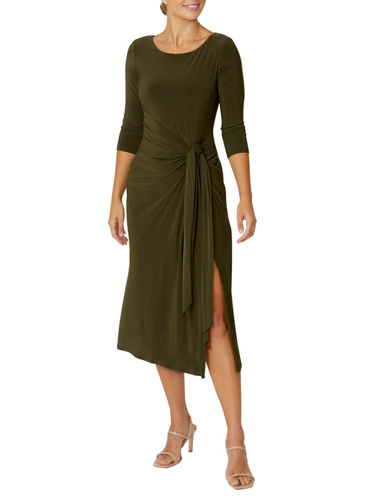 Women's Jersey Asymmetrical Wrap Dress in Green