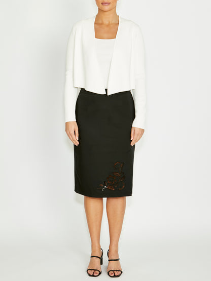 Women's Knit Easy Fit Jacket in White | Milano