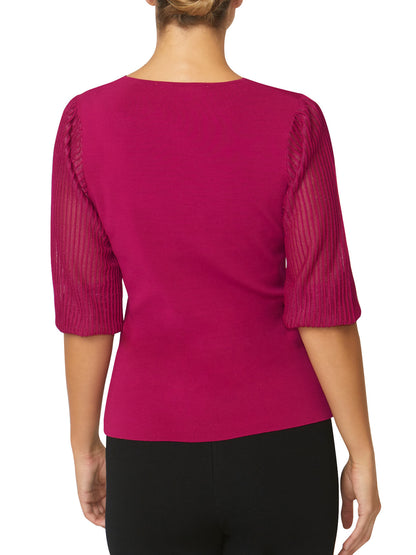 Emilie Fuchsia Sheer Sleeve Top