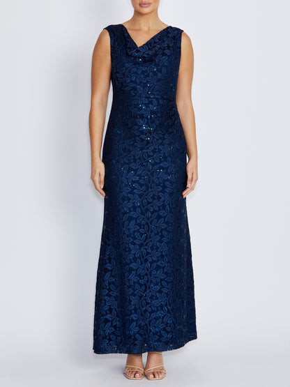 Elisa Navy Lace Gown