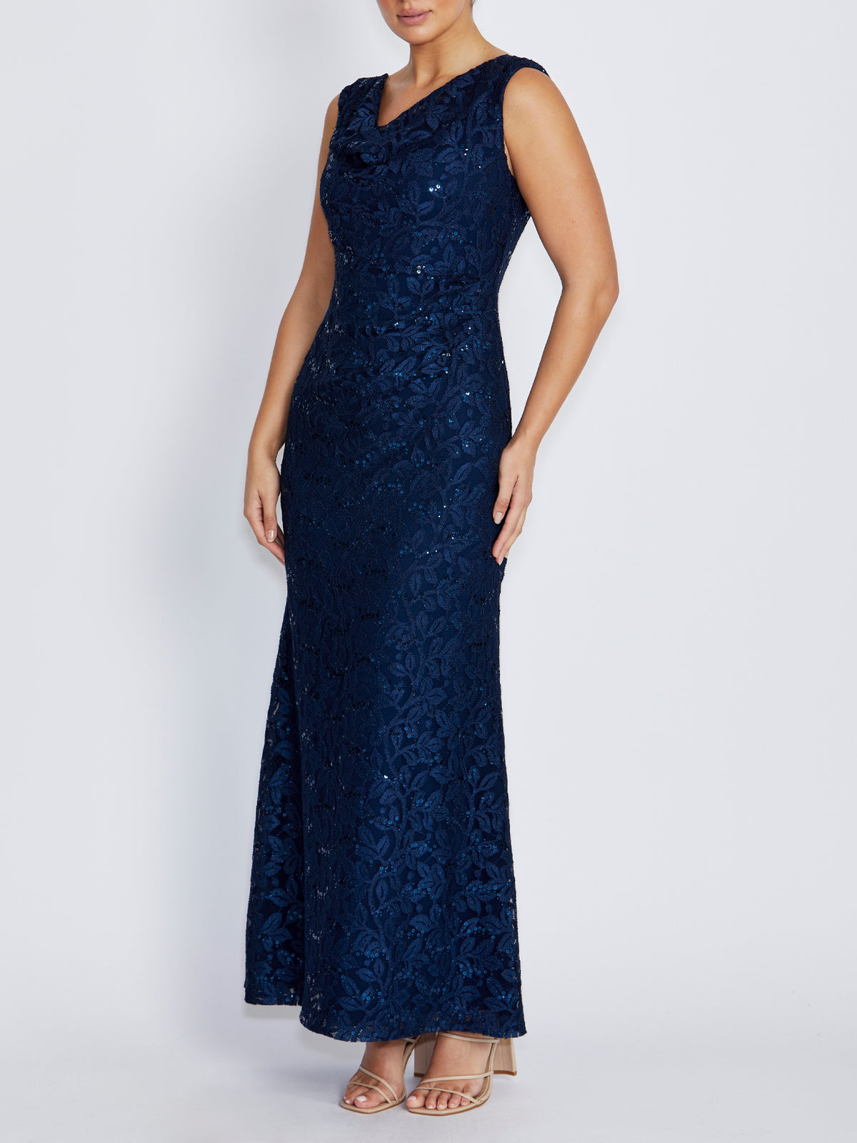 Elisa Navy Lace Gown