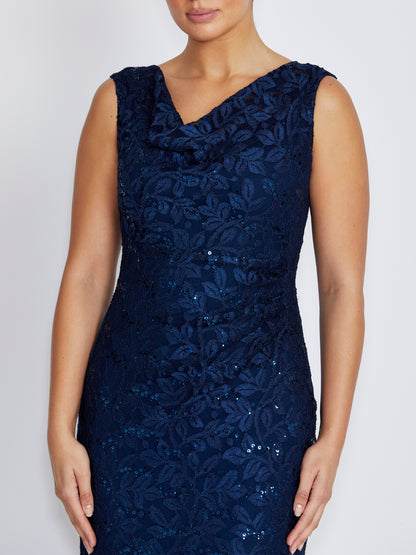 Elisa Navy Lace Gown