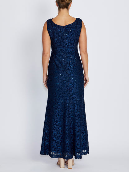 Elisa Navy Lace Gown