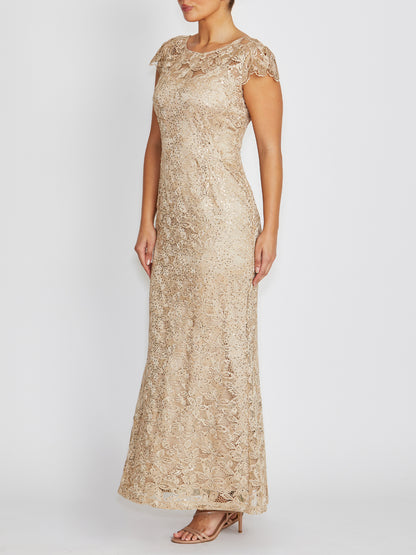 Milicent Champagne Sequin Lace Gown